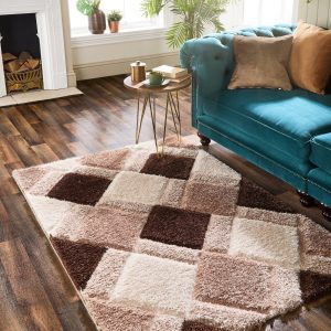 3D Geo Shaggy Beige Shagpile Rugs UK Mainland Free Shipping