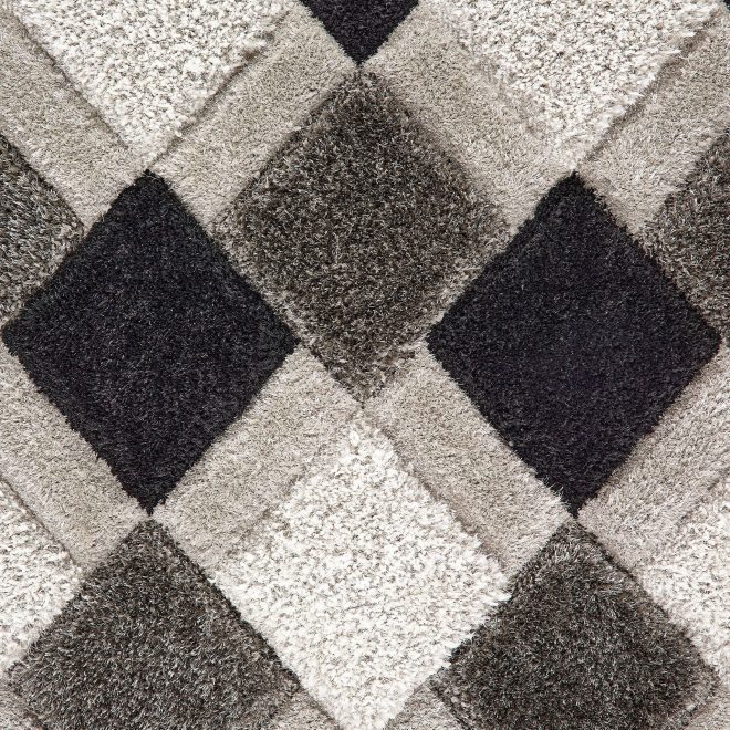 3D Geo Shaggy Grey | Charcoal Shagpile Rugs UK Mainland Free Shipping