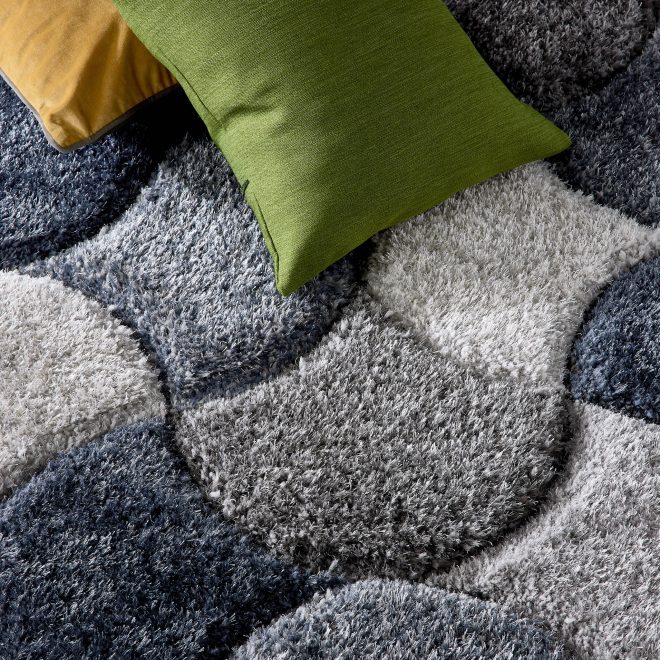 3D Navy/Grey Shaggy Rug Shagpile Rugs UK Mainland Free Shipping