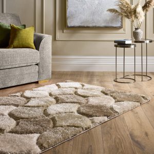 3D Beige Shaggy Rug Shagpile Rugs UK Mainland Free Shipping