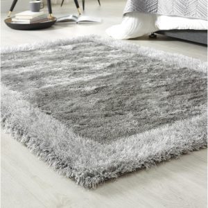 Shimmer  Border Silver Shagpile Rugs UK Mainland Free Shipping
