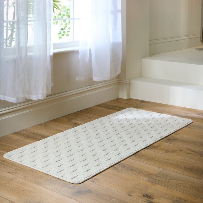 Sculptured Washable Basket Weave | Ivory Mats and Runners UK Mainland Free Shipping