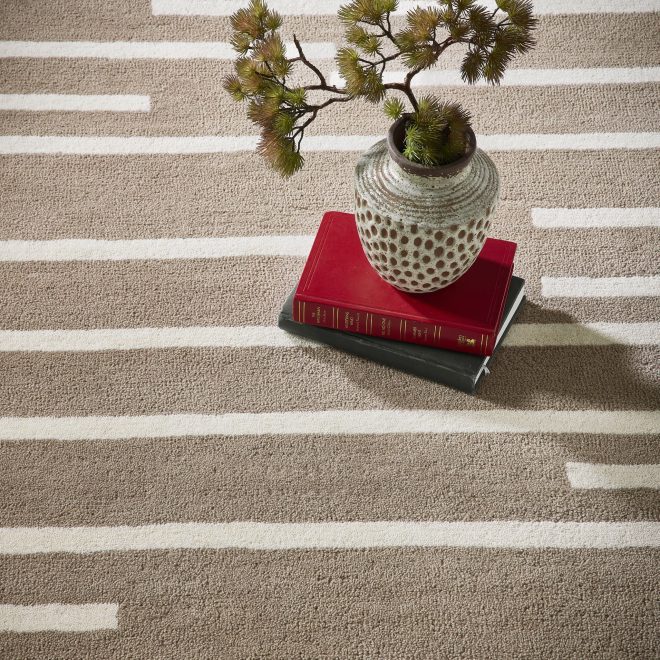 Broken Stripe Beige Wool Rugs UK Mainland Free Shipping