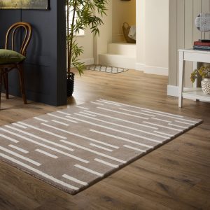 Broken Stripe Beige Wool Rugs UK Mainland Free Shipping