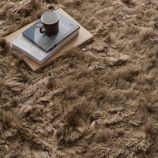 Glamour Deluxe Champagne Shagpile Rugs UK Mainland Free Shipping