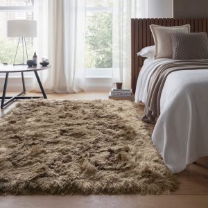 Glamour Deluxe Champagne Shagpile Rugs UK Mainland Free Shipping