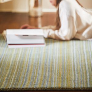 Fine Stripes Ochre Wool Rugs UK Mainland Free Shipping