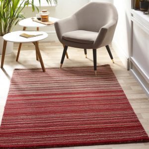 Fine Stripes Red Wool Rugs UK Mainland Free Shipping