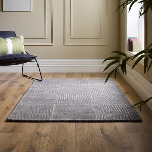 Geometric Charcoal Wool Rugs UK Mainland Free Shipping