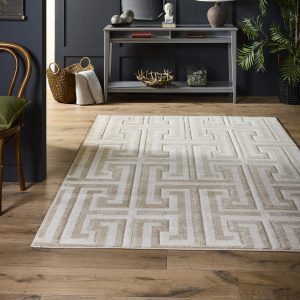 Greek Key Beige/Cream Contemporary Rugs UK Mainland Free Shipping
