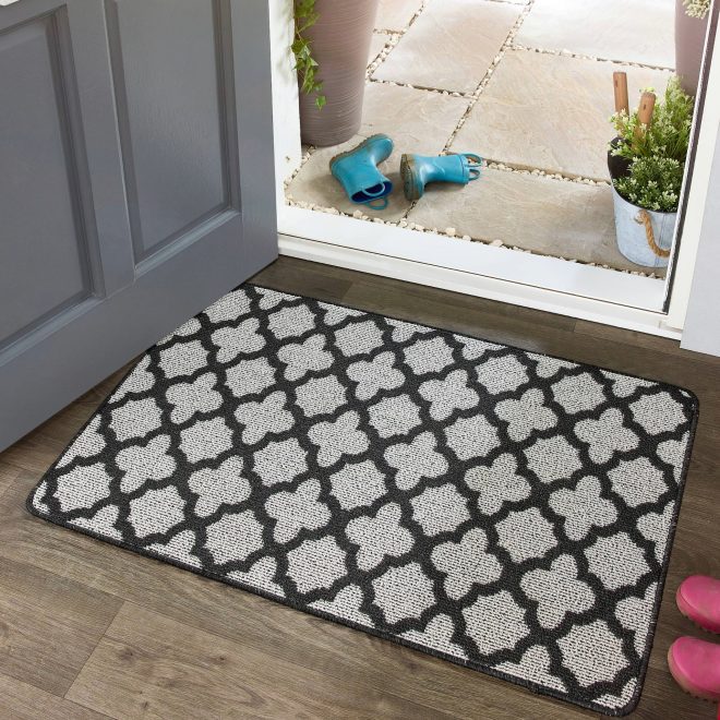 Stain Resistant Moroccan Tile | Charcoal Mats and Runners UK Mainland Free Shipping