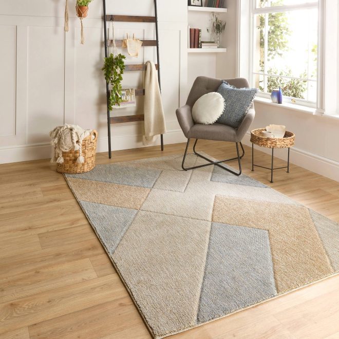 Notion Cream/Blue Contemporary Rugs UK Mainland Free Shipping