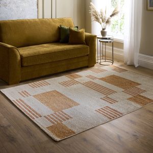 Nomad Block Terracotta Contemporary Rugs UK Mainland Free Shipping