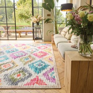 Eco-Washable | Painted Ikat Rug Eco-Washable Rugs UK Mainland Free Shipping