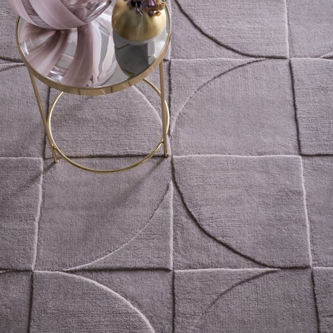 Penny Grey Mauve Wool Rugs UK Mainland Free Shipping