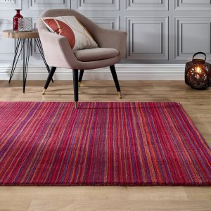 Fine Stripes Purple / Pink Wool Rugs UK Mainland Free Shipping