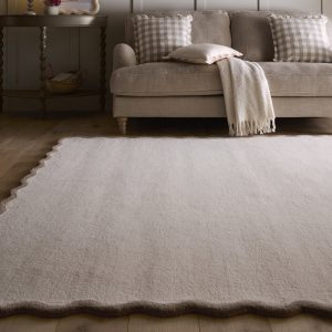Scalloped Elsie Natural / Brown Contemporary Rugs UK Mainland Free Shipping