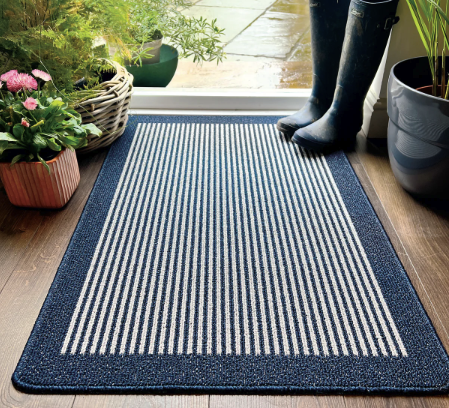 Stain Resistant Durable | Navy Stripe Mats and Runners UK Mainland Free Shipping