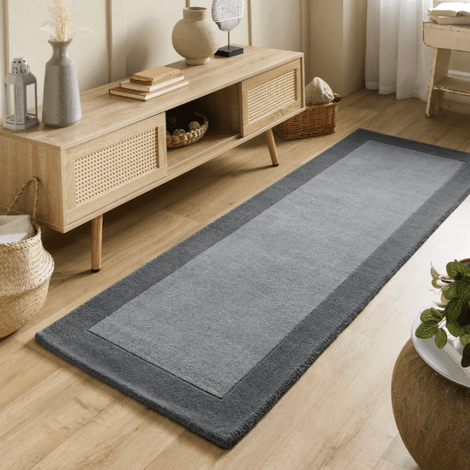 Borders Grey Wool Rugs UK Mainland Free Shipping