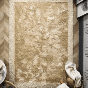 Shimmer Border Champagne Shagpile Rugs UK Mainland Free Shipping