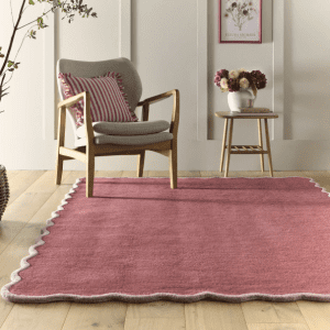 Scalloped Elsie Coral / Lilac Contemporary Rugs UK Mainland Free Shipping