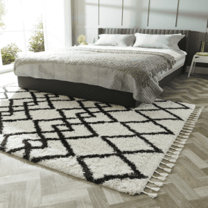 Morocco Ivory / Charcoal Shagpile Rugs UK Mainland Free Shipping