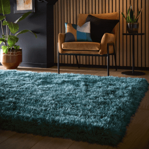 Extravagance Teal Shagpile Rugs UK Mainland Free Shipping