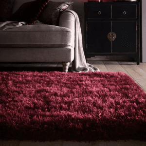 Extravagance Wine Shagpile Rugs UK Mainland Free Shipping