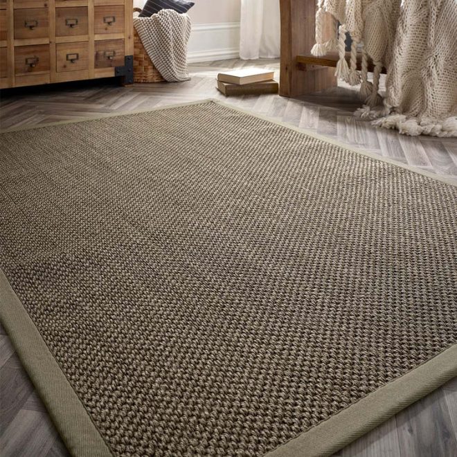 Sisal Sage Green with Sage Green Border Jute Rugs UK Mainland Free Shipping