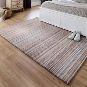 Fine Stripes Beige Wool Rugs UK Mainland Free Shipping