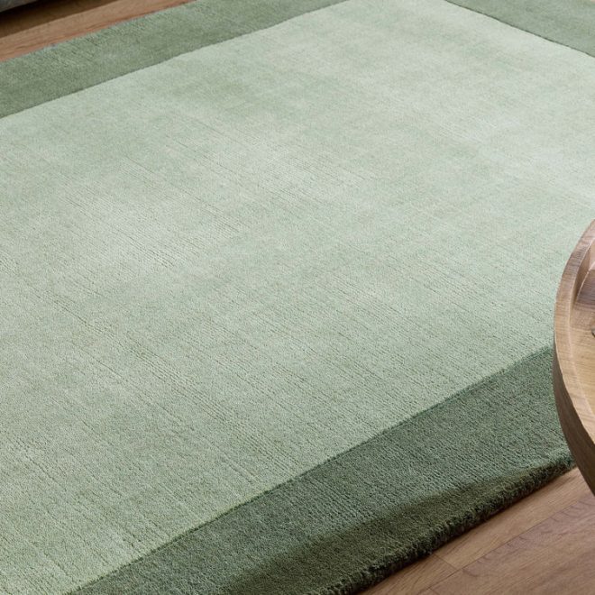 Borders Sage Green Wool Rugs UK Mainland Free Shipping