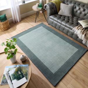 Borders Sage Green Wool Rugs UK Mainland Free Shipping