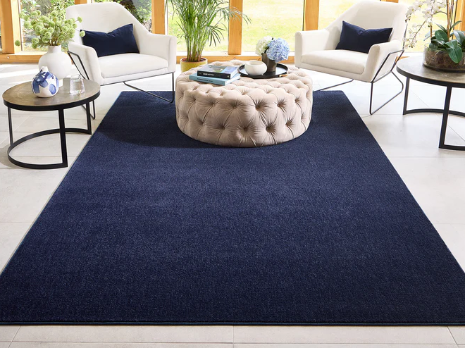 Sense Rug – French Navy Eco-Washable Rugs UK Mainland Free Shipping
