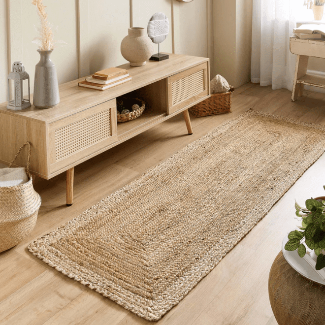 Jute Border Natural White Sisal & Jute Rugs UK Mainland Free Shipping