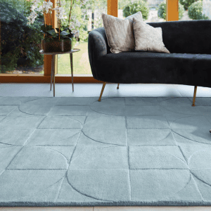 Penny Steel Blue Wool Rugs UK Mainland Free Shipping