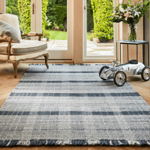 Highland Check Navy Contemporary Rugs UK Mainland Free Shipping
