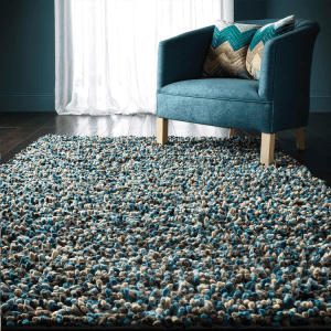 Rocks Shaggy Blue Shagpile Rugs UK Mainland Free Shipping