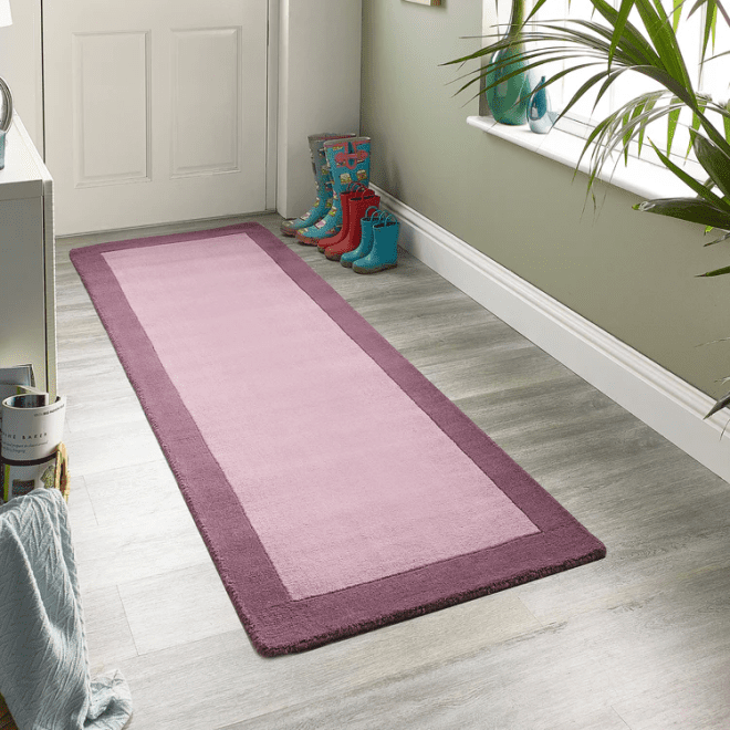 Borders Mauve Wool Rugs UK Mainland Free Shipping