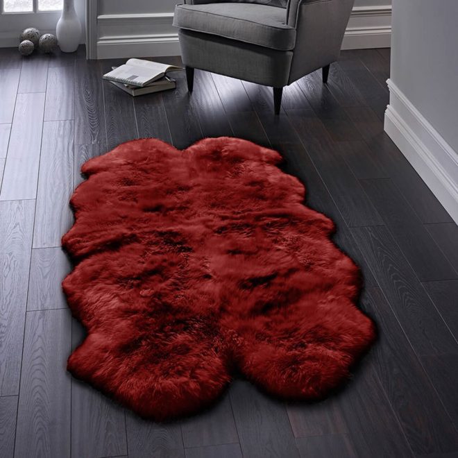 Sheepskin Rug Red Berry Quad Sheepskin Rugs UK Mainland Free Shipping